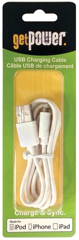 GET POWER GetPower GP-USB-IPH5 USB Charging and Sync Cable, White, 3 ft L ELECTRICAL GET POWER