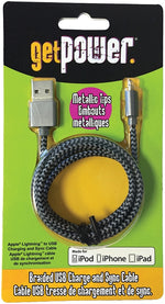 GET POWER GetPower GP-USB-BRL USB Charging and Sync Cable, 3 ft L ELECTRICAL GET POWER   