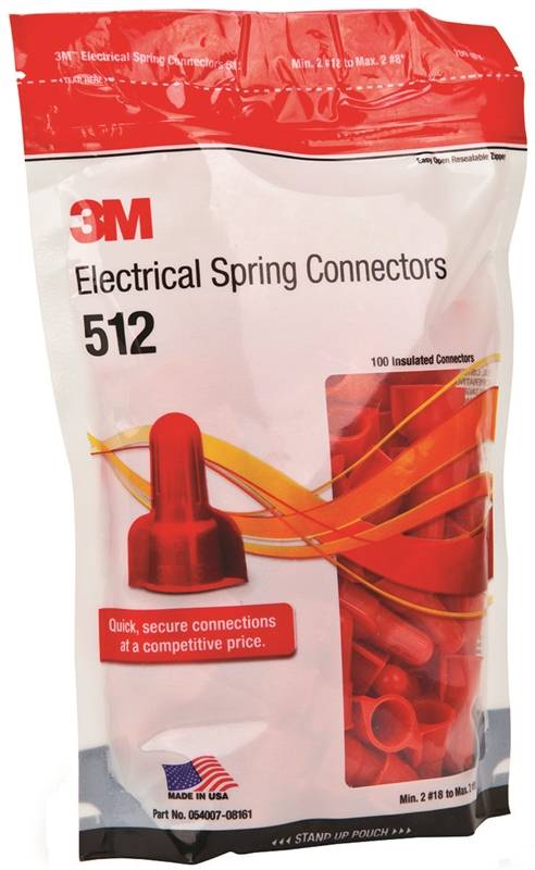 3M 3M SGR Wire Connector, 8 to 18 AWG Wire, Copper Contact, Polypropylene Housing Material, Red ELECTRICAL 3M   