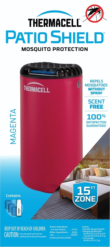 THERMACELL Thermacell Patio Shield MRPSP Mosquito Repeller,, Mat Refill, 4, 12 hr Refill, 15 ft Coverage Area, Magenta Housing LAWN & GARDEN THERMACELL
