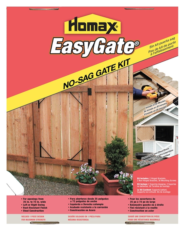 HOMAX Homax 80099 No-Sag Gate Kit, Steel, Black, Powder-Coated, For: Fence, Driveway, Corral, Shed, Deck Gates HARDWARE & FARM SUPPLIES HOMAX