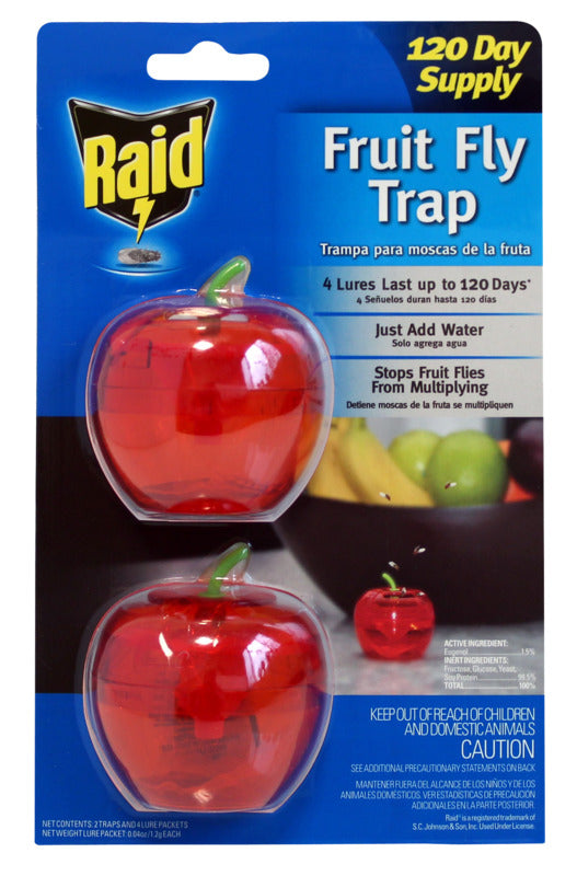 RAID Raid 2PK-FFTA-RAID Fruit Fly Trap, Solid, Sweetish, Light Brown, 2/PK