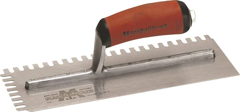 MARSHALLTOWN Marshalltown 718SD Trowel, 1/4 in W x 1/4 in D Notch, 11 in L, 4-1/2 in W, U Notch, Curved Handle TOOLS MARSHALLTOWN