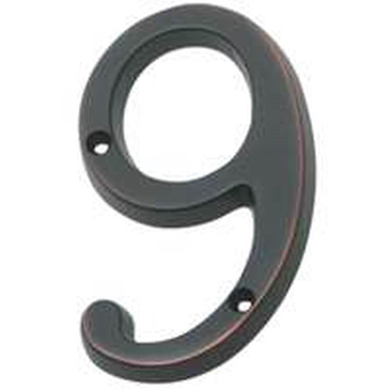 SCHLAGE BUILDERS HARDWARE Schlage SC2-3096-716 House Number, Character: 9, 4 in H Character, Bronze Character, Solid Brass HARDWARE & FARM SUPPLIES SCHLAGE BUILDERS HARDWARE