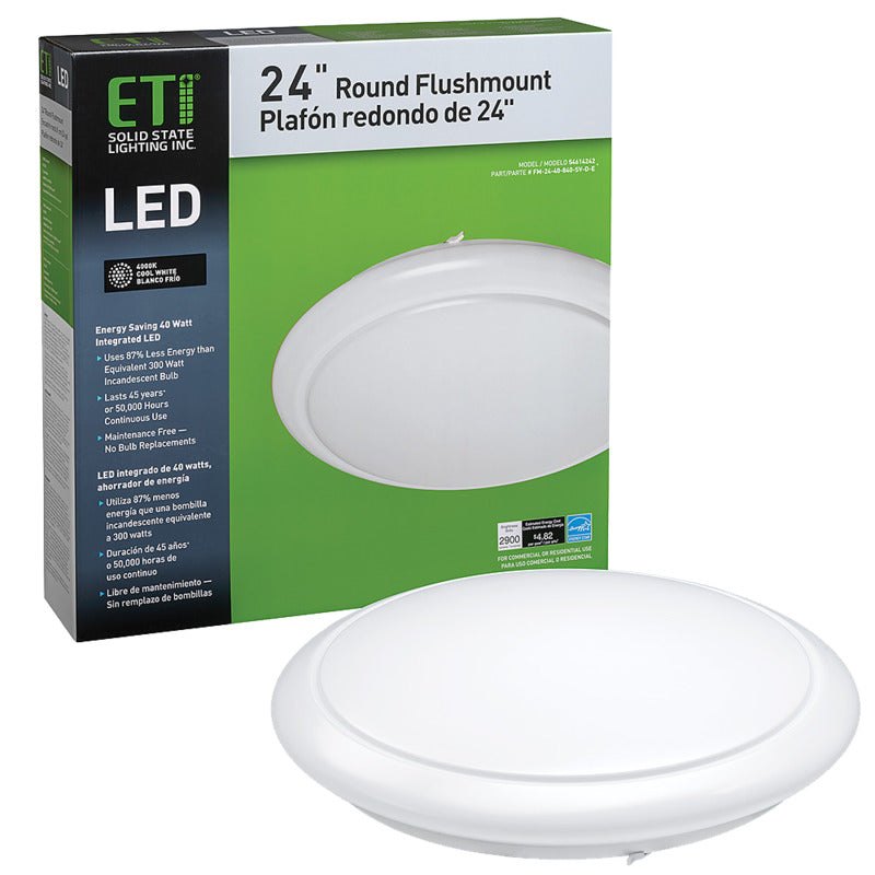 ETI ETI 54614142 Light Fixture, 120 V, 40 W, LED Lamp, 2900 Lumens Lumens, 4000 K Color Temp, White Fixture ELECTRICAL ETI