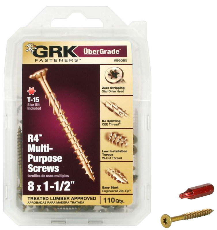 GRK FASTENERS GRK Fasteners 96085 Framing and Decking Screw, #8 Thread, 1-1/2 in L, Coarse Thread, Countersunk Head, Star Drive, Steel HARDWARE & FARM SUPPLIES GRK FASTENERS