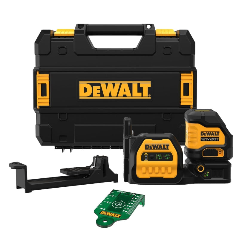 DEWALT DEWALT DCLE34020GB Cross Line Laser Level, 165 ft, 1/8 in at 30 ft Accuracy, 3-Beam, Green Laser