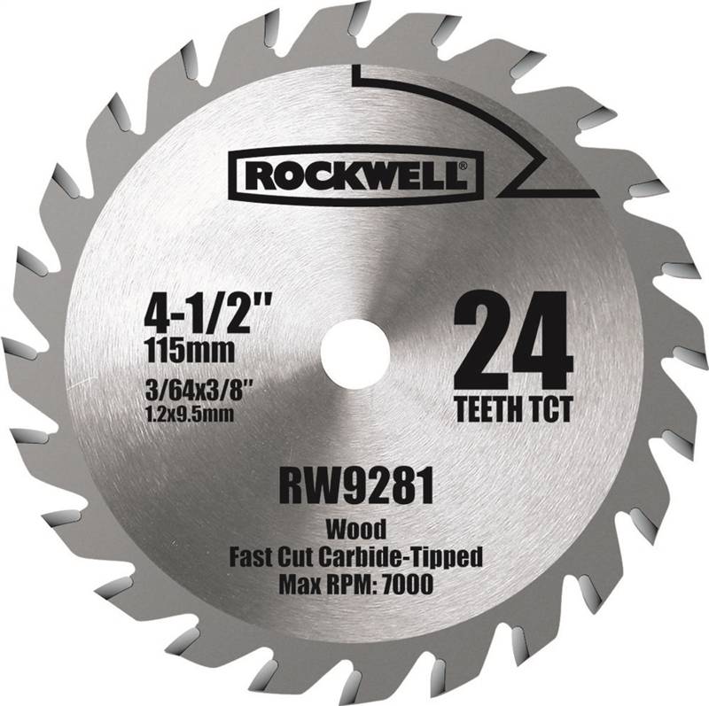 ROCKWELL Rockwell RW9281 Circular Saw Blade, 4-1/2 in Dia, 3/8 in Arbor, 24-Teeth, Tungsten Carbide Cutting Edge TOOLS ROCKWELL