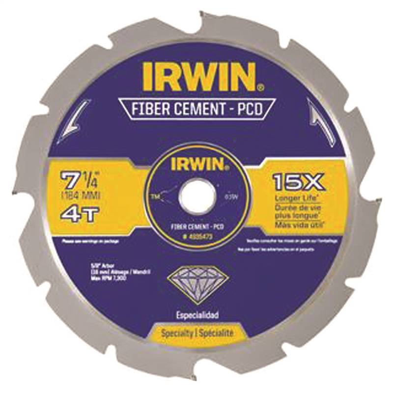 IRWIN Irwin 4935473 Circular Saw Blade, 7-1/4 in Dia, 5/8 in Arbor, 4-Teeth, Carbide Cutting Edge TOOLS IRWIN