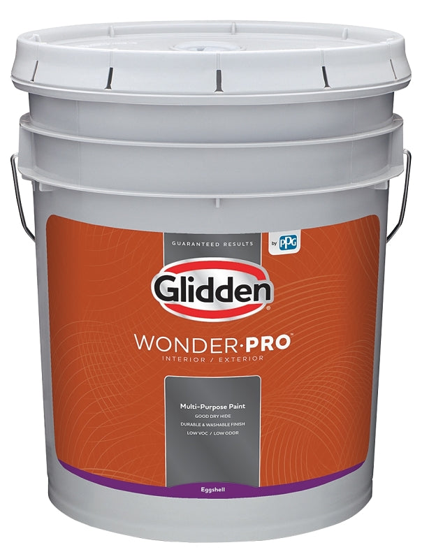 GLIDDEN Glidden Wonder-Pro GLWP31WB/05 Interior/Exterior Paint, Eggshell Sheen, Pastel Base/White, 5 gal AUTOMOTIVE GLIDDEN   