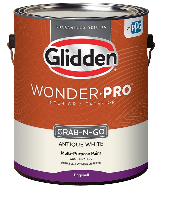 GLIDDEN Glidden Wonder-Pro GLWP31AW/01 Interior/Exterior Paint, Eggshell Sheen, Antique White, 1 gal AUTOMOTIVE GLIDDEN   