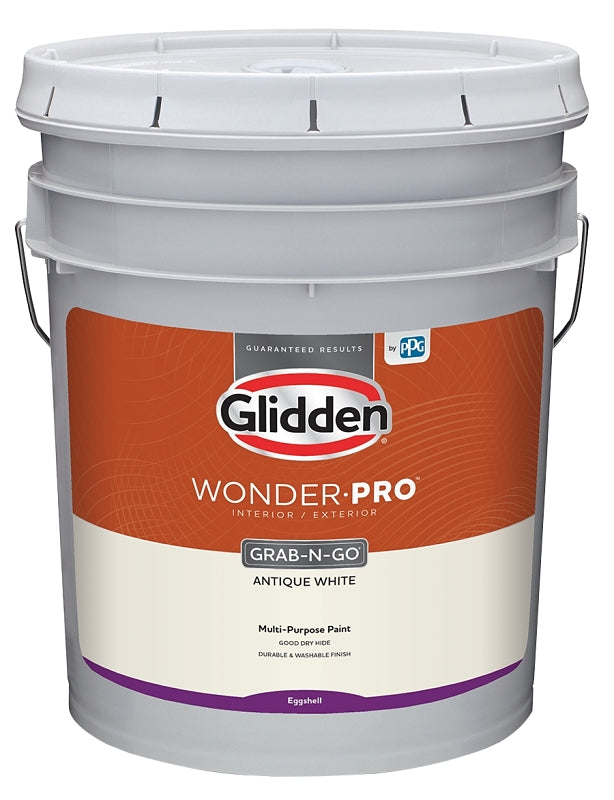 GLIDDEN Glidden Wonder-Pro GLWP31AW/05 Interior/Exterior Paint, Eggshell Sheen, Antique White, 5 gal AUTOMOTIVE GLIDDEN   