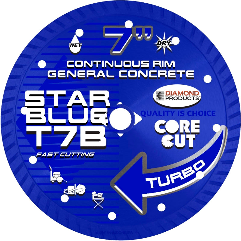 DIAMOND PRODUCTS Diamond Products Star Blue 74961 High-Speed Blade, 7 in Dia, 7/8 in Arbor TOOLS DIAMOND PRODUCTS