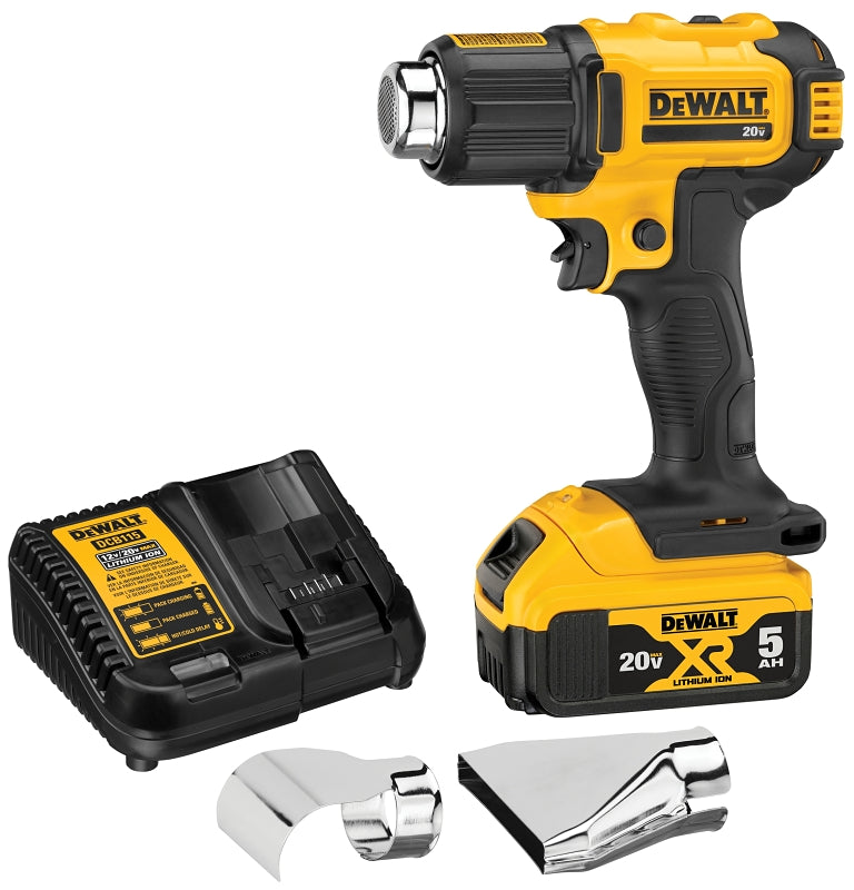 DEWALT DEWALT DCE530P1 Heat Gun Kit, Battery Included, 20 V, 5 Ah, 6.7 cfm Air, Temperature Settings: 2, 990 deg F PAINT DEWALT