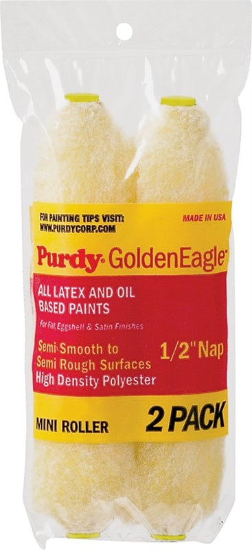 PURDY Purdy Golden Eagle 140605063 Paint Roller Cover, 1/2 in Thick Nap, 6-1/2 in L, Polyester Cover PAINT PURDY