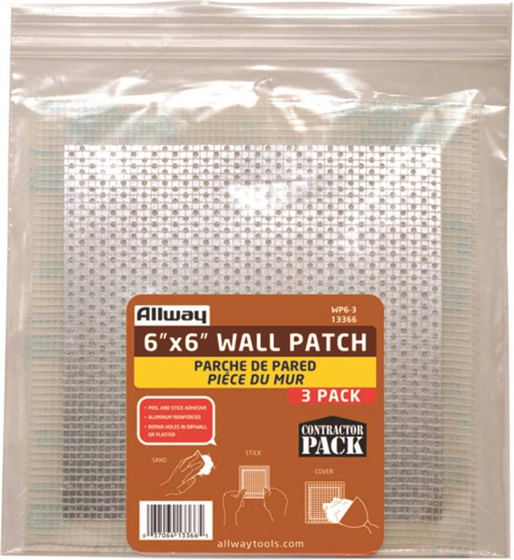 ALLWAY TOOLS ALLWAY WP6-3 Drywall Patch, 6 x 6 in Dimensions BUILDING MATERIALS ALLWAY TOOLS