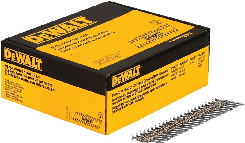 DEWALT DEWALT DWMC13115G-2M Metal Connector Nail, Paper Collation, 1-1/2 in L, 9 ga, Galvanized, Round Head, Smooth Shank
