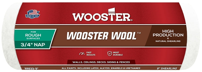 WOOSTER BRUSH Wooster RR633-9 Roller Cover, 3/4 in Thick Nap, 9 in L PAINT WOOSTER BRUSH   