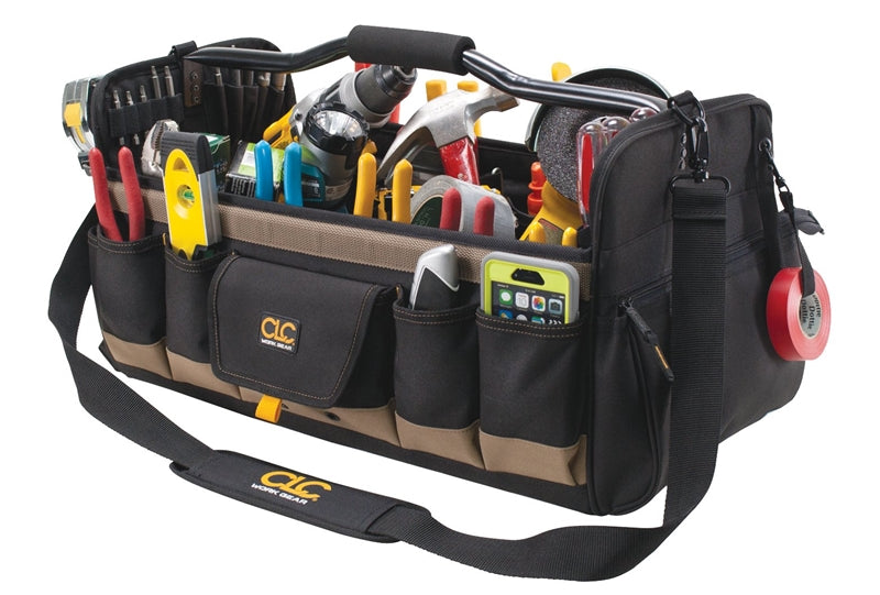HULTAFORS CLC Tool Works Series 1579 Open Top Tool Bag, 11 in W, 11 in D, 20 in H, 27-Pocket, Polyester, Black TOOLS HULTAFORS
