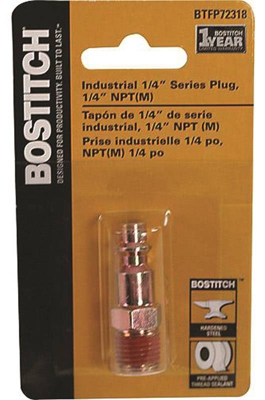 BOSTITCH Bostitch BTFP72318 Hose Plug, 1/4 in, NPT Male, Steel, Plated TOOLS BOSTITCH