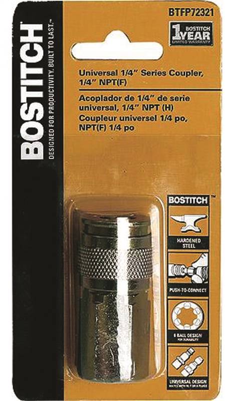 BOSTITCH Bostitch BTFP72321 Coupler, 1/4 in, FNPT, Steel, Plated TOOLS BOSTITCH