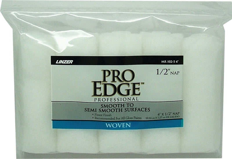 LINZER Linzer MR 102-5 4IN Roller Cover, White, 1/2 in Thick Nap, Woven Fabric Cover, 6/PK PAINT LINZER