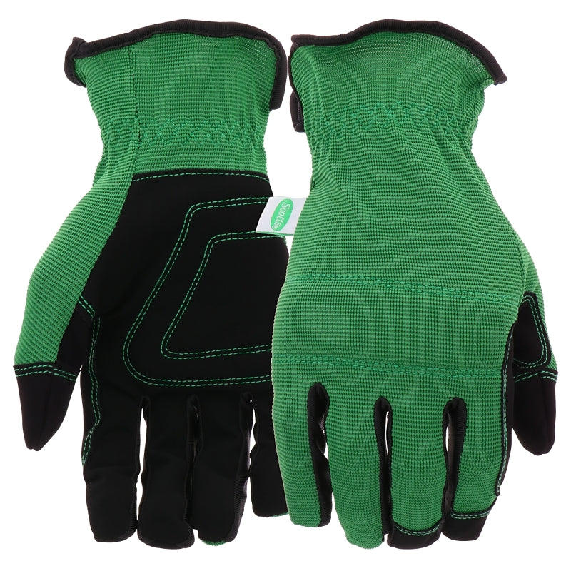 SCOTTS Scotts SC86157GR-L Breathable, High-Dexterity, Slip-On Padded Knuckle Work Gloves, Unisex, L, Reinforced Thumb, Green