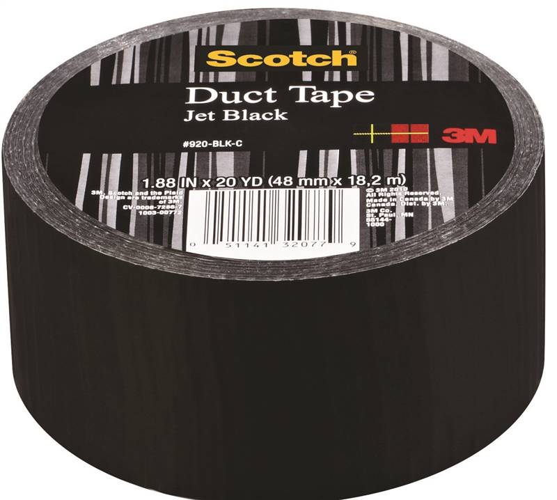 3M 3M 920-BLK-C Duct Tape, 20 yd L, 1.88 in W, Cloth Backing, Jet Black PAINT 3M