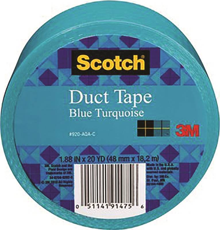 3M 3M 920-AQA-C Duct Tape, 20 yd L, 1.88 in W, Cloth Backing, Blue Turquoise PAINT 3M