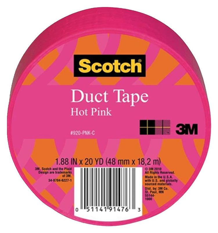 3M 3M 920-PNK-C Duct Tape, 20 yd L, 1.88 in W, Cloth Backing, Hot Pink PAINT 3M