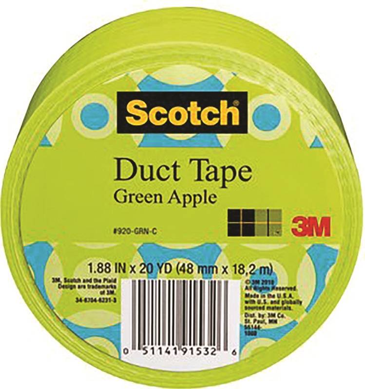 3M 3M 920-GRN-C Duct Tape, 20 yd L, 1.88 in W, Cloth Backing, Green Apple PAINT 3M