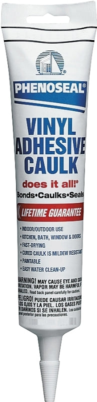 DAP DAP PHENOSEAL 01101 Vinyl Adhesive Caulk, Translucent, 48 hr Curing, 40 to 100 deg F, 5.5 oz Squeeze Tube PAINT DAP