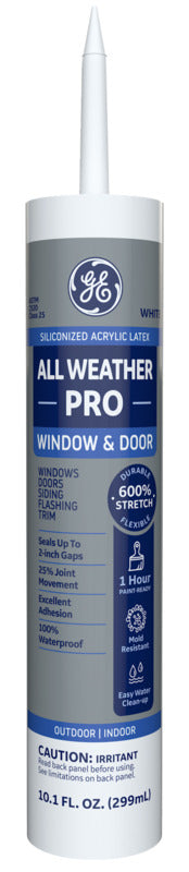 HENKEL CONSUMER ADHESIVES GE Siliconized Advanced Acrylic 2863841 Window & Door Sealant, White, 1 to 14 days Curing, 10 fl-oz Cartridge PAINT HENKEL CONSUMER ADHESIVES