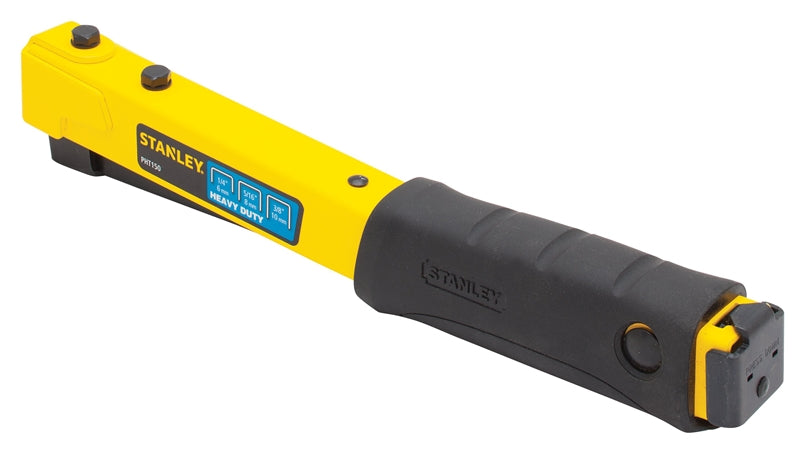 STANLEY STANLEY PHT150C Hammer Tacker, 168 Magazine, 27/64 in W Crown, 1/4 to 3/8 in L Leg, Steel Staple, Yellow TOOLS STANLEY