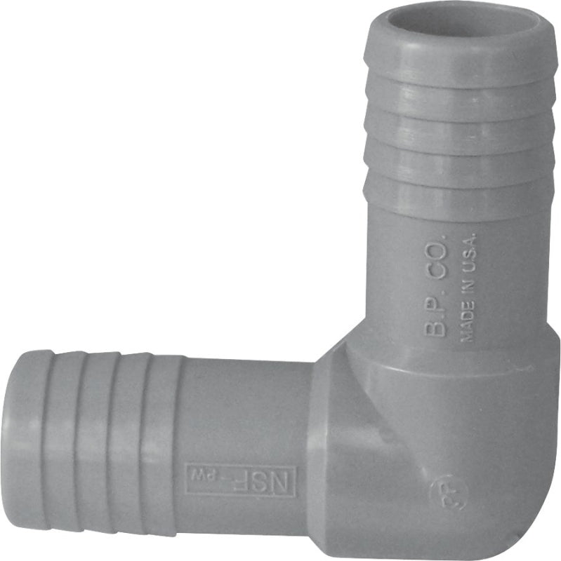 BOSHART INDUSTRIES Boshart UPPE-10 Pipe Elbow, 1 in, Insert, 90 deg Angle, Polypropylene, Gray PLUMBING, HEATING & VENTILATION BOSHART INDUSTRIES