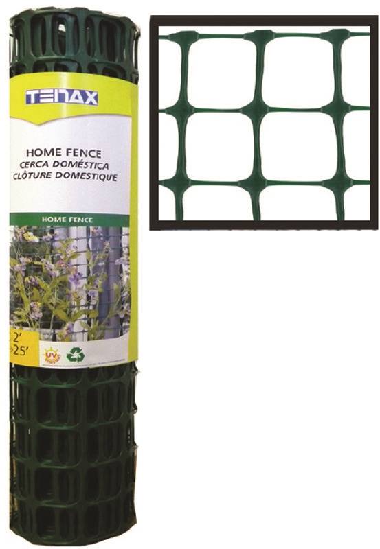 TENAX Tenax 2A140089 Home Fence, 25 ft L, 2 x 2 in Mesh, Plastic, Green