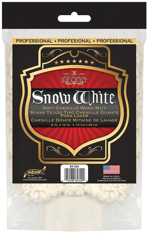 SNOW WHITE Snow White 85-320 Wash Mitt, Cotton Chenille AUTOMOTIVE SNOW WHITE   