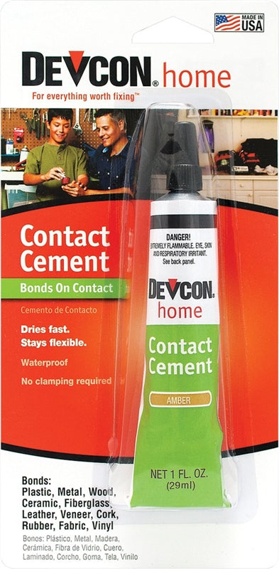 DEVCON Devcon 18045 Contact Cement, Liquid, Hydrocarbon, Amber, 1 oz, Tube PAINT DEVCON