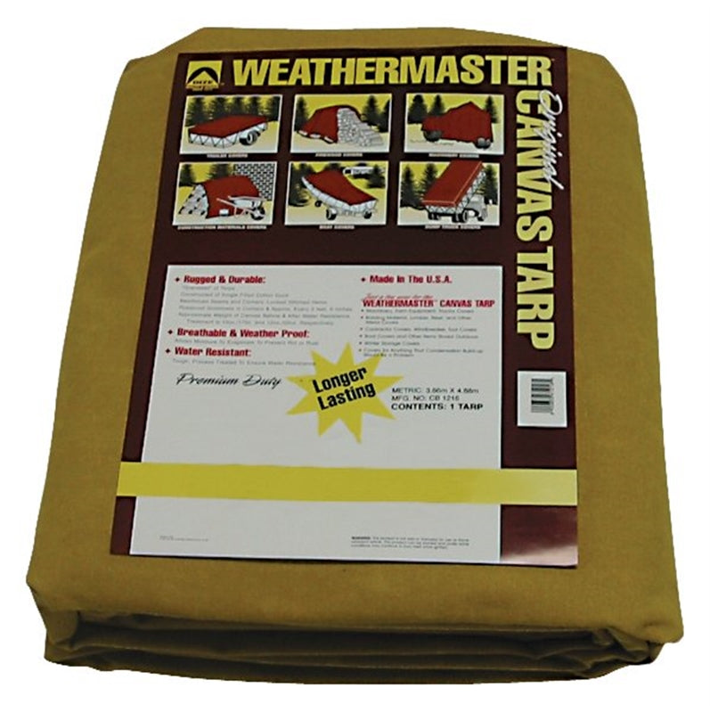 DIZE Dize Weathermaster CB1218D Tarpaulin, 18 ft L, 12 ft W, Canvas, Tan AUTOMOTIVE DIZE