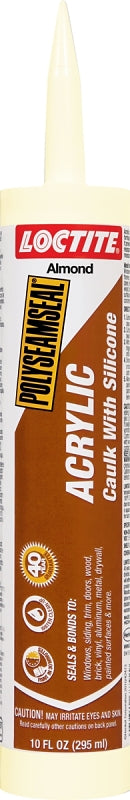 LOCTITE Loctite POLYSEAMSEAL 1507598 Acrylic Caulk, Almond, -5 to 170 deg F, 10 oz Cartridge PAINT LOCTITE