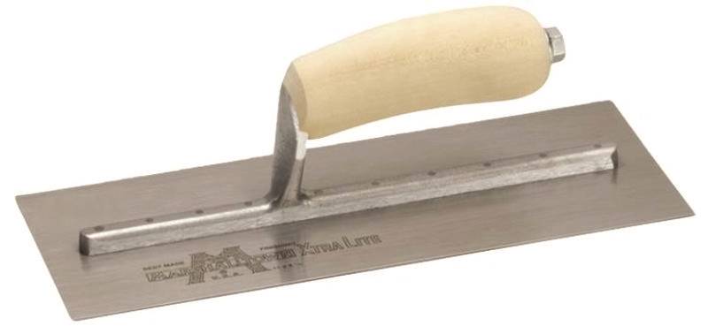MARSHALLTOWN Marshalltown MXS4 Finishing Trowel, 11-1/2 in L Blade, 4-3/4 in W Blade, Spring Steel Blade, Curved Handle, Wood Handle BUILDING MATERIALS MARSHALLTOWN