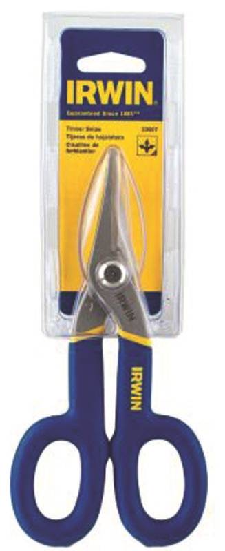 IRWIN Irwin 23007 Tinner Snip, 7 in OAL, 2 in L Cut, Curved, Straight Cut, Steel Blade, Double-Dipped Handle, Green Handle