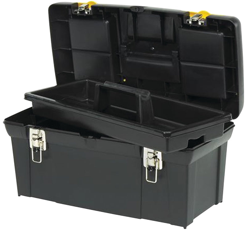 STANLEY STANLEY 024013S Tool Box with Tray, 8.1 gal, Plastic, Black/Yellow, 5-Compartment TOOLS STANLEY