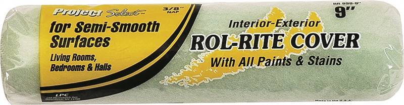 LINZER Linzer RR 938 Paint Roller Cover, 3/8 in Thick Nap, 9 in L, Knit Fabric Cover, Green
