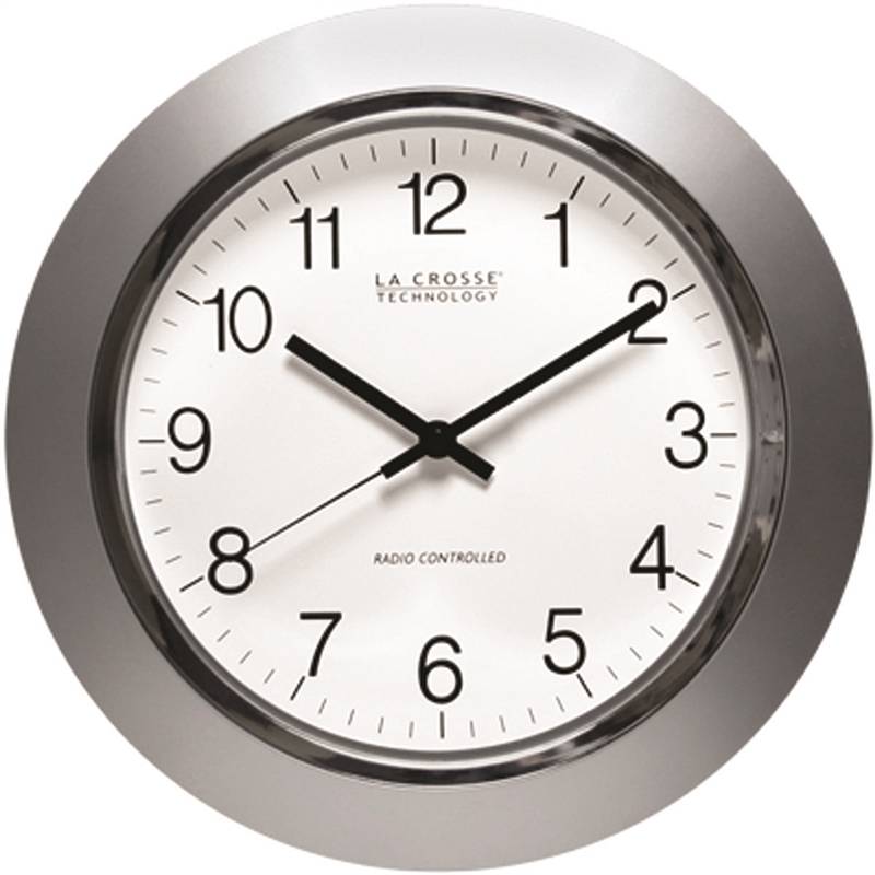 LA CROSSE TECHNOLOGY Equity WT-3144S Clock, Round, Silver Frame, Plastic Clock Face, Analog HOUSEWARES LA CROSSE TECHNOLOGY   