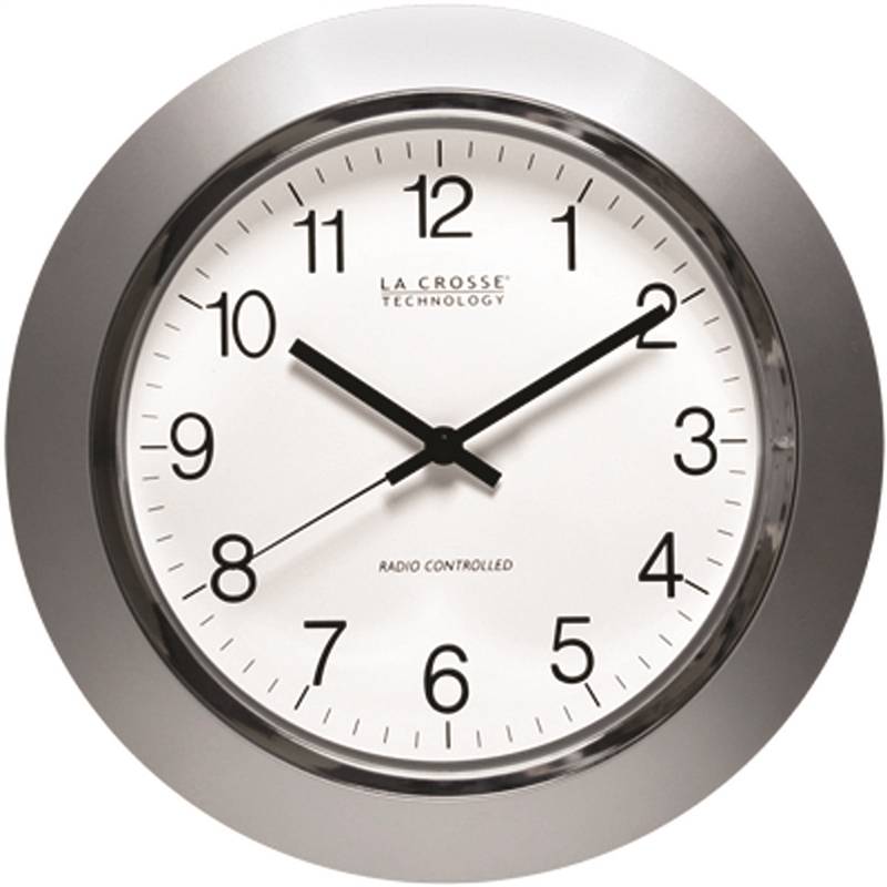 LA CROSSE TECHNOLOGY Equity WT-3144S Clock, 14 in Dia, Round, Silver Frame, Plastic Clock Face, Analog HOUSEWARES LA CROSSE TECHNOLOGY