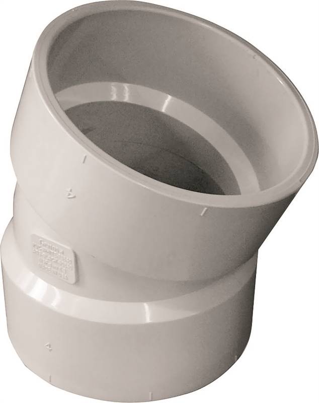 IPEX USA LLC-CANPLAS Canplas 192554 Pipe Elbow, 4 in, Hub, 22.5 deg Angle, PVC, White PLUMBING, HEATING & VENTILATION IPEX USA LLC-CANPLAS