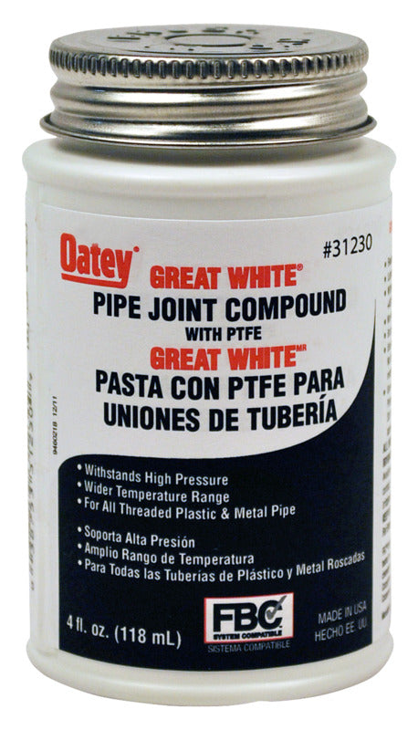 OATEY Oatey Great White 31230 Pipe Joint Compound, 4 oz Can, Liquid, Paste, White PLUMBING, HEATING & VENTILATION OATEY