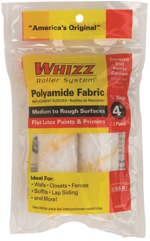 WHIZZ Whizz 54011 Roller Cover, 1/2 in Thick Nap, 4 in L, Polyamide Cover PAINT WHIZZ   