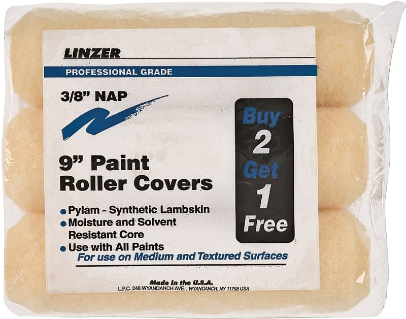 LINZER Linzer RS1433 Roller Cover, 3/8 in Thick Nap, 9 in L, 12/PK PAINT LINZER